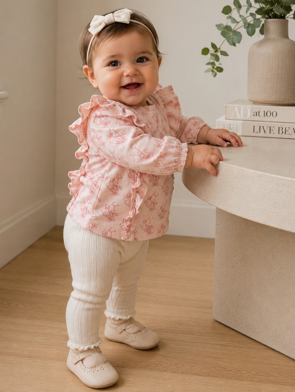 Kate Quinn Pink Toadstool Sweatshirt with Ruffle Detail